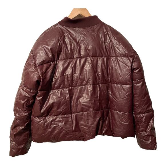 Who What Wear Purple Eggplant Vegan Leather Puffer Bubble Jacket Large - Picture 3 of 9